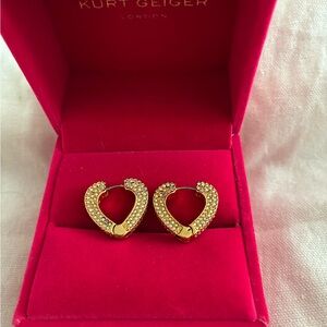 Kurt Geiger Gold Crystal Heart Earrings